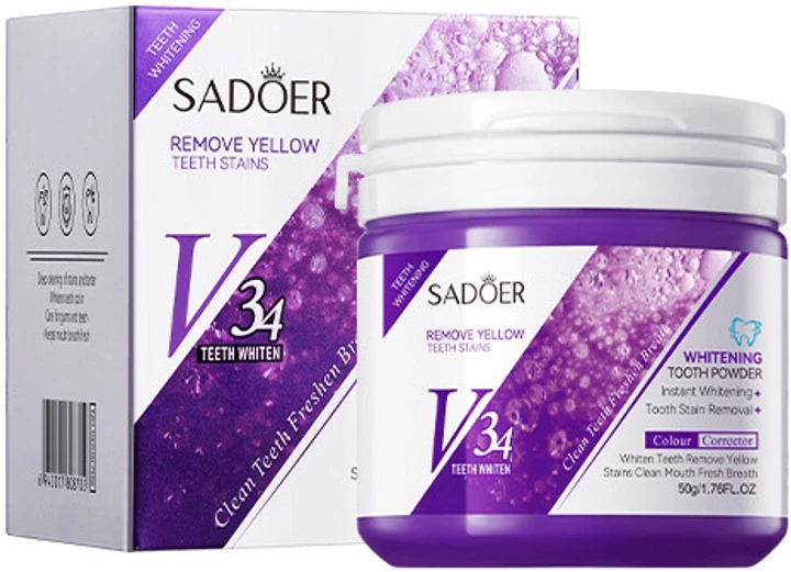 Зубний порошок відбілюючий Sadoer V34 Whitening Tooth Powder 50 г (6942017808702)