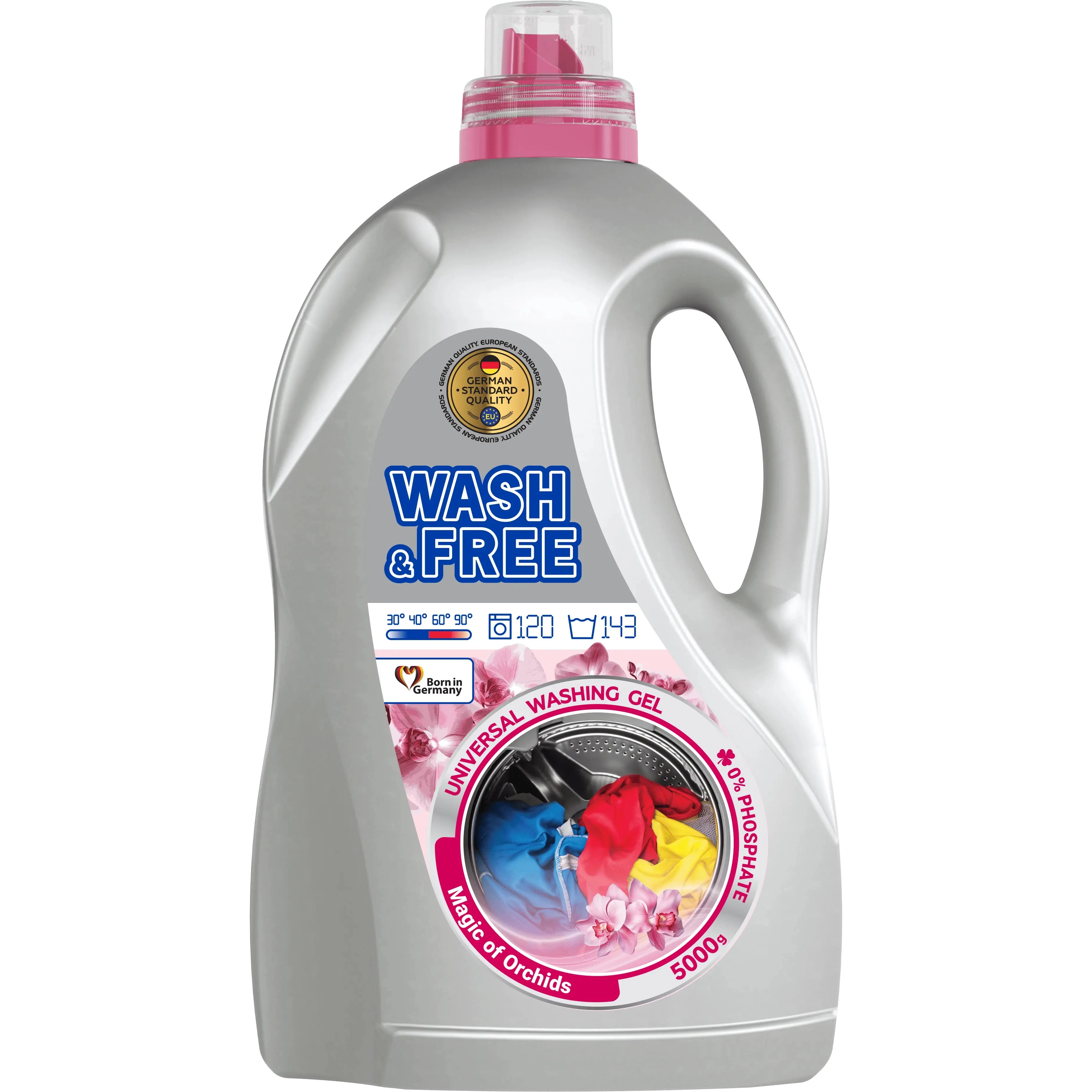Гель для прання Wash&Free Універсальний Магія орхідеї 5 кг (4823128005230)