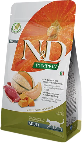 Сухий беззерновий корм 300 г для дорослих кішок. Farmina Pumpkin Duck & Cantaloupe Melon з качкою та гарбузом