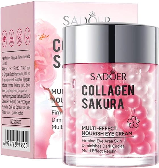 Крем для шкіри навколо очей Sadoer Collagen Sakura Multi-Effect Nourish Eye Cream з екстрактом сакури 60 г (NO.SD49550)