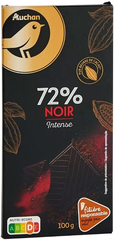 Шоколад чорний Auchan 72% 100 г (3245678046548)