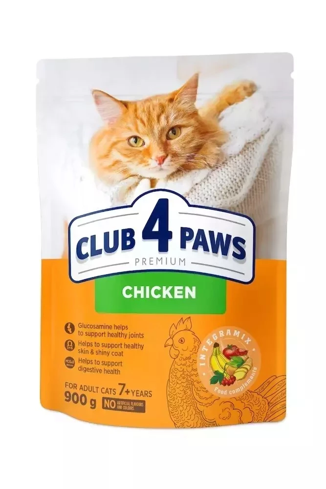 Корм сухий для літніх котів Club 4 Paws Premium з куркою 900 г (4820269144989)