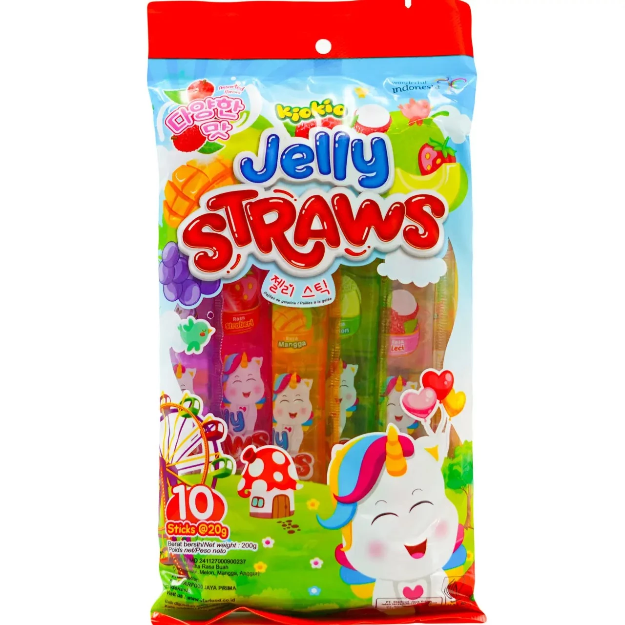 Цукерки желейні Kiokio JStraws Mix Fruit Pack 200 г (8997011280632)