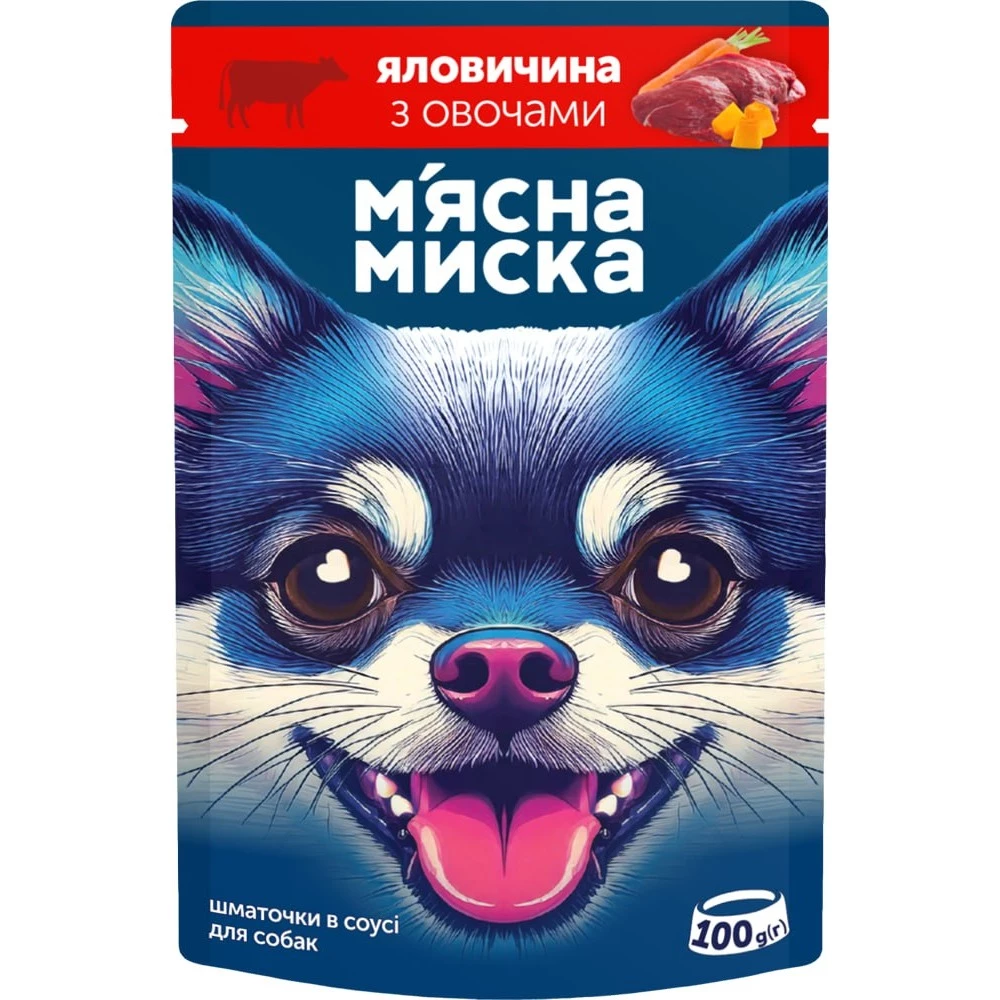 Корм вологий для собак М'ясна Миска з яловичиною та овочами 100 г (4820255194806)