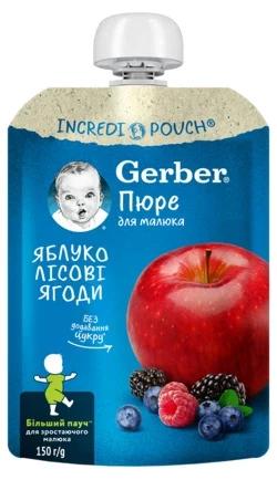 Пюре для дітей від 6 місяців Яблуко-лісові ягоди Gerber 150 г