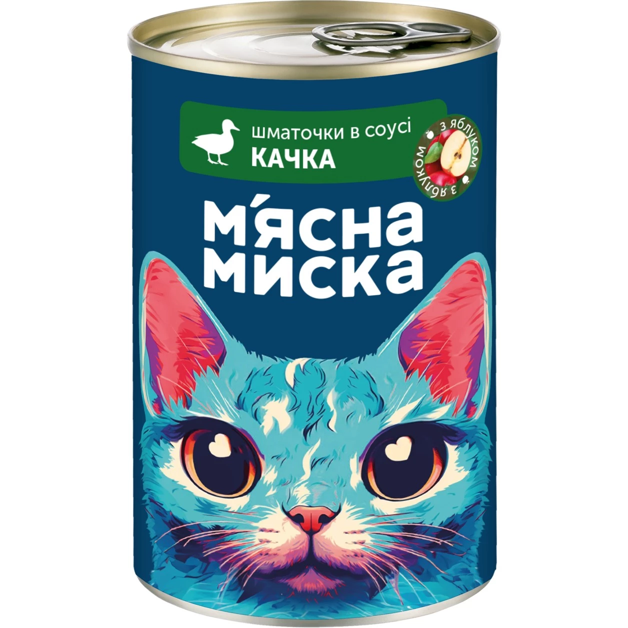 Корм вологий для котів М'ясна Миска шматочки в соусі з качкою та яблуками, 415 г (4820255195056)