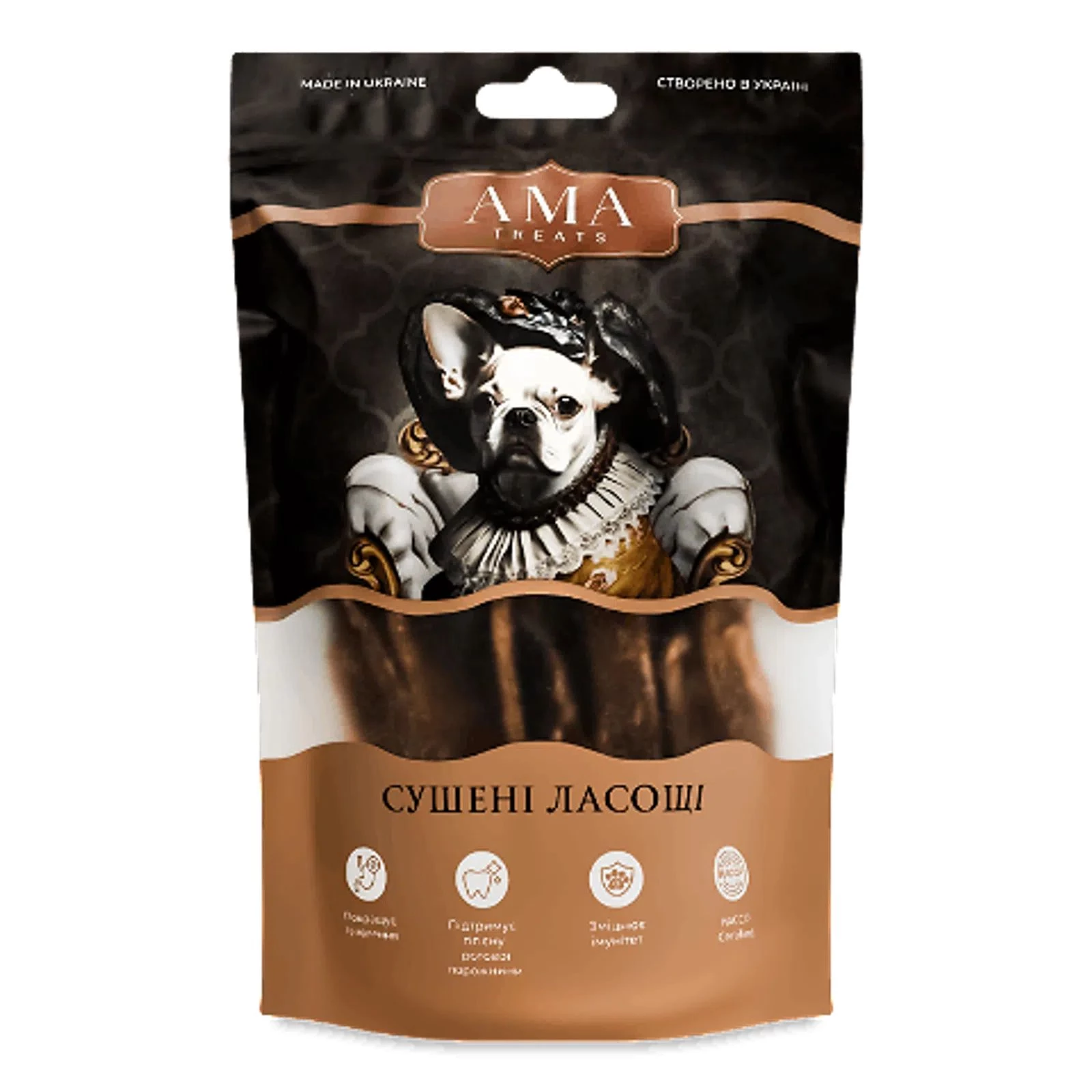 Ласощі для собак AMA Treats Вим'я яловиче 100 г (4820241161157)