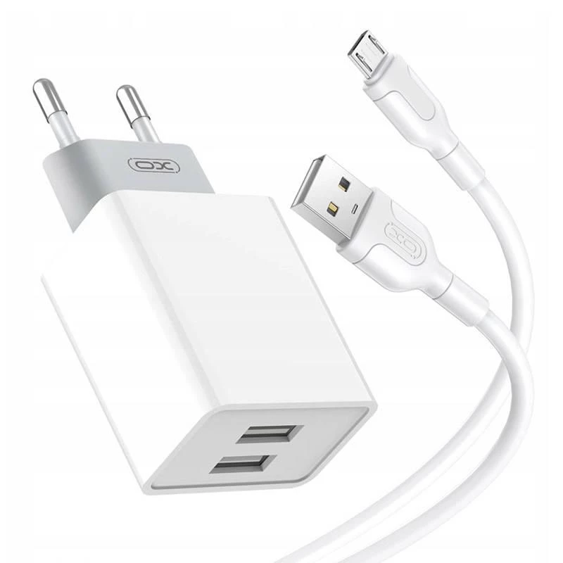 Мережевий зарядний пристрій Xo L65EU Micro USB 2.4A 2USB білий (Xo-L2-M)
