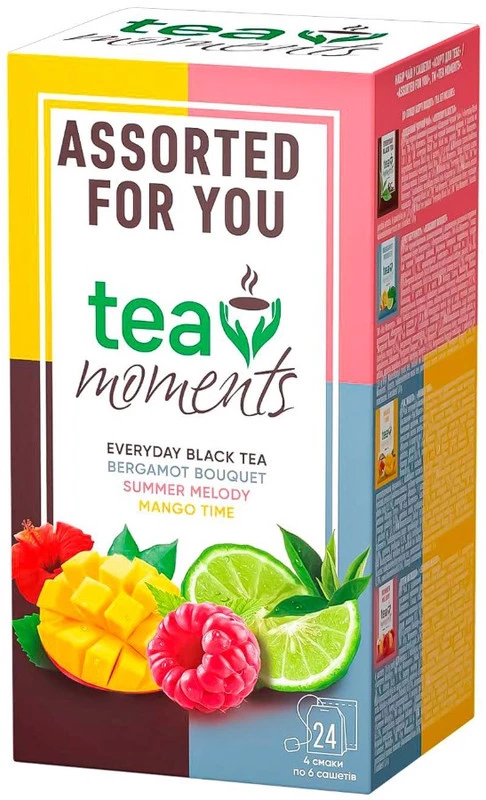 Чай "Assorted for You" асорті Tea Moments, 24 сашети (4 смаки по 6 сашетів)