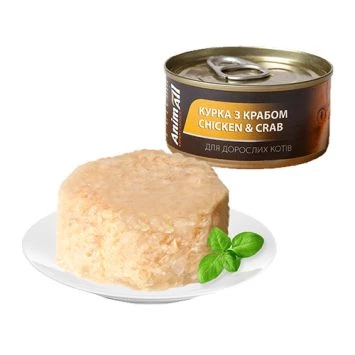 Вологий корм для котів  AnimAll Курка з Крабом 85 г