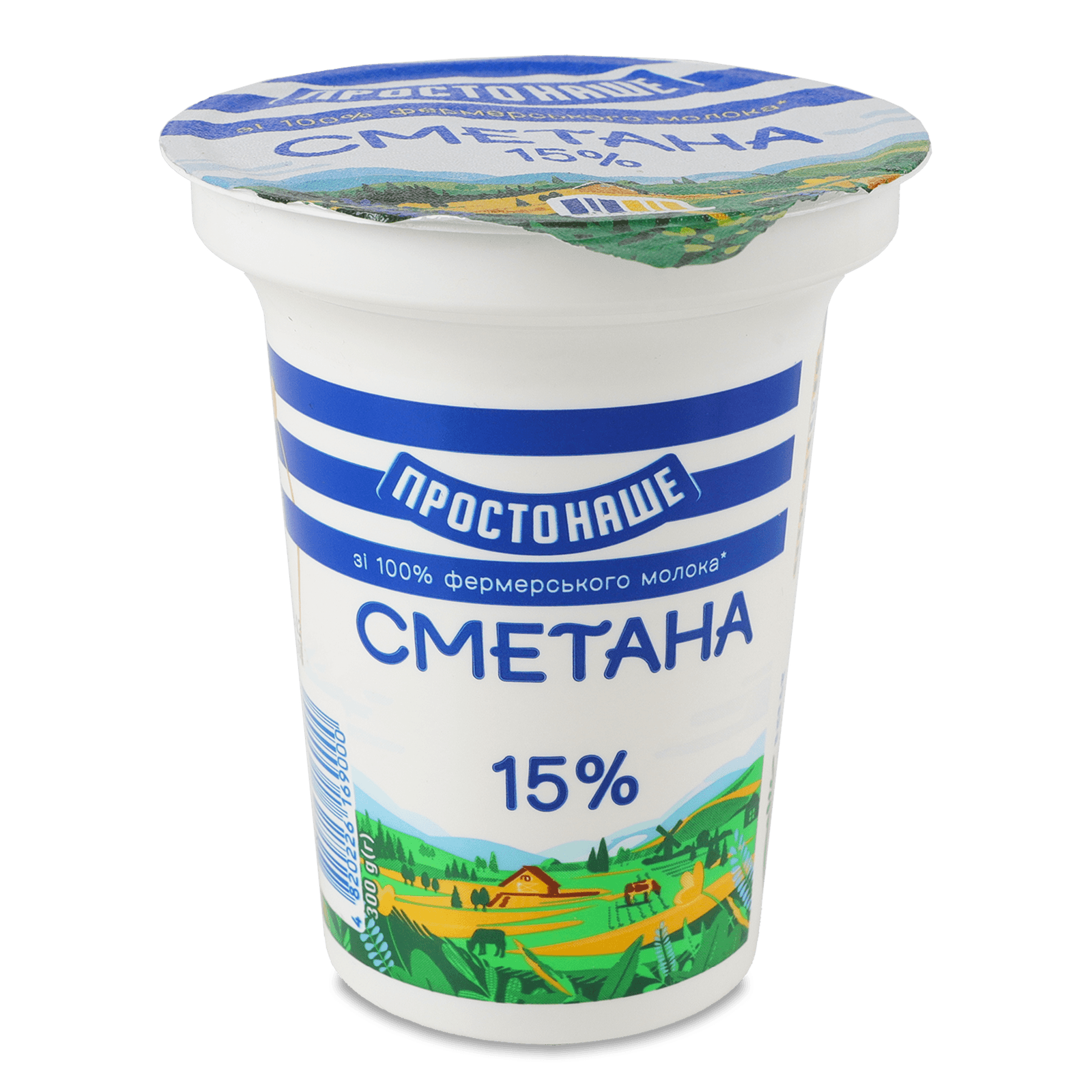 Сметана Простонаше 15%, стакан, 300г