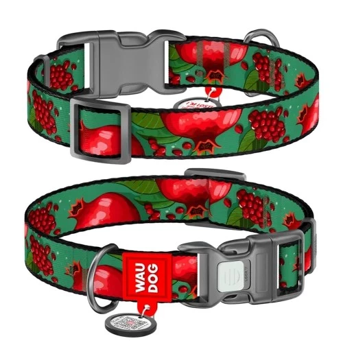Нашийник для собак Waudog Nylon з QR паспортом, малюнок Гранати XS, 20-30 см (4823089375465)