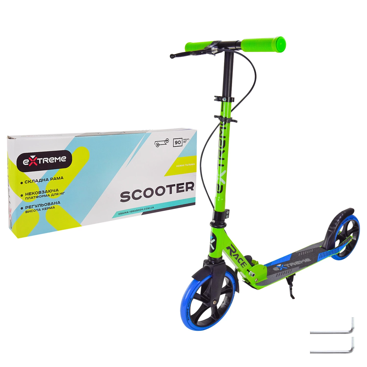 Самокат Scooter Extreme двоколісний міський зелений (SK2436)