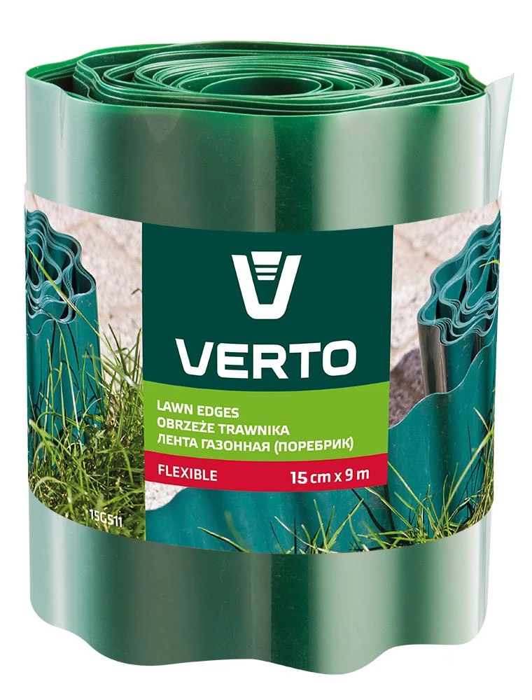 Стрічка Verto газонна 15 см x 9 м, зелена