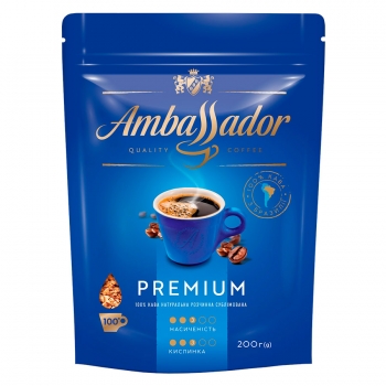 Кава 200 г Ambassador Premium натуральна розчиннa сублімовaнa
