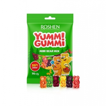 Цукерки 70 г Roshen Yummi Mini Bear Mix желейні м/уп