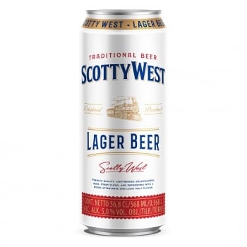 Пиво 0,568 л SCOTTY WEST Lager світле фільтроване 5 % об.ж/б Латвія