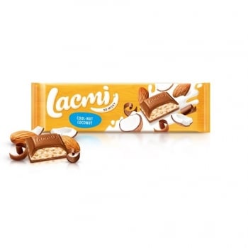 Шоколад 280 г Roshen Lacmi молочний з мигдалем, кокосовим кремом та рисовими кульками м/уп