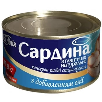 Консерви 240 г Своя Лінія Сардина атлантична натуральна з добавленням олії з/б