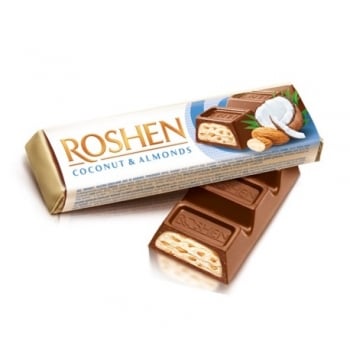 Батончик 38 г Roshen з кокосом та мигдалем м/уп