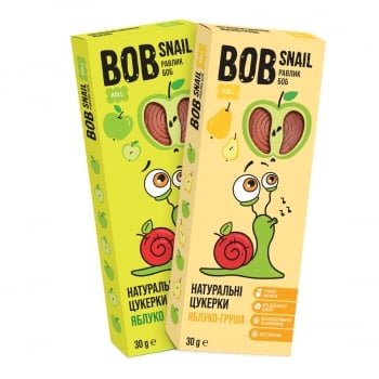 Цукерки 30г Bob Snail  Натуральні Яблуко та Груша