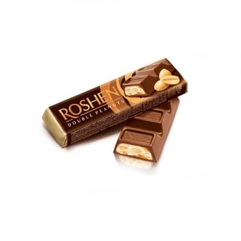 Батончик 39 г Roshen Double Peanuts молочний шоколад з арахісом м/уп