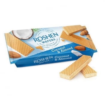 Вафлі 216 г Roshen Wafers Кокос та Мигдаль м/уп