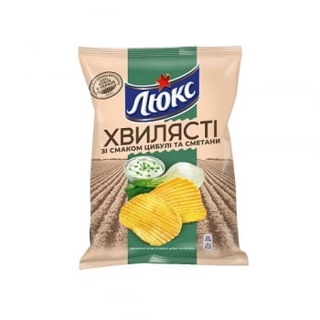 Чипси 125 г Люкс хвилясті зі смаком сметана та цибуля м/уп