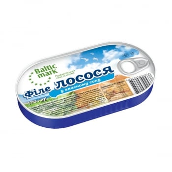 Консерви 170 г Baltic Mark Філе лосося у власному соку з/б