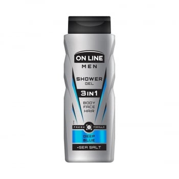 Гель для душу 400 мл чоловічий 3 в 1 On Line deep blue/ fresh lime п/флакoн