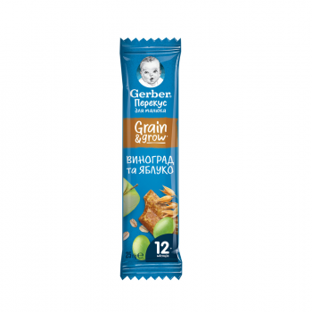 Батончик 25г Gerber Фруктово-злаковий з виноградом та яблуком з 12 місяців
