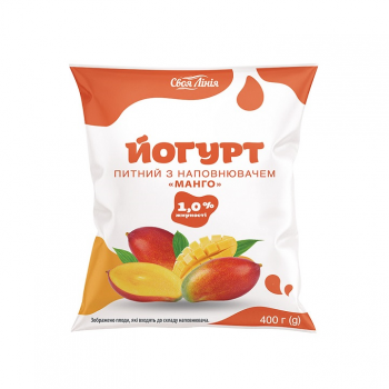 Йогурт 400 г Своя Лінія 1 % манго п/ет