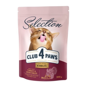 Корм 300 г CLUB 4 PAWS Преміум Селекшн сухий повнораціон. з індичк. та овоч. для дорослих котів