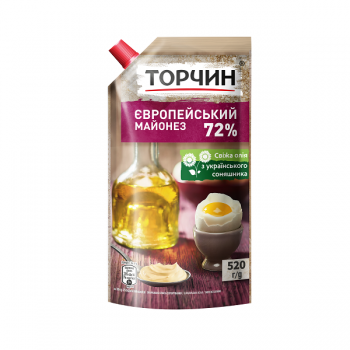 Майонез 0,52 кг Торчин Європейський 72% д/пак