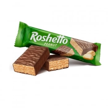 Вафлі 34 г Roshen Roshetto peanut глазуровані шоколадною глазур'ю м/уп