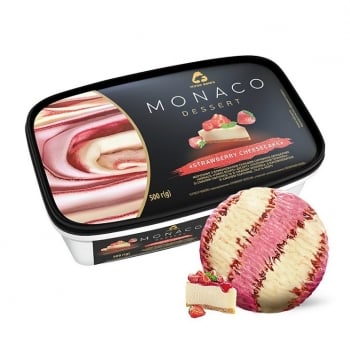 Морозиво 0,5 кг Три Ведмеді Monaco Dessert полуничний чизкейк