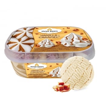 Морозиво 450 г Три Ведмеді Vanilla&Caramel двошарове пласт/лоток
