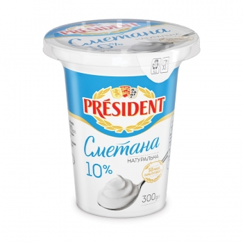 Сметана 300 г President 10% п/стакан