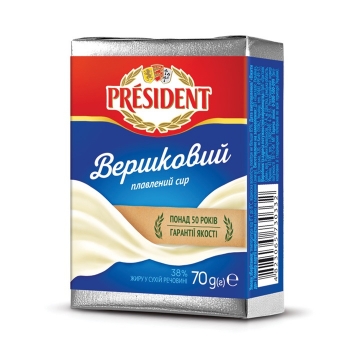 Сир плавлений 70 г President Вершковий 38% фольга