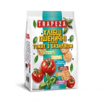 Міні-хлібці 90 г Trapeza пшеничні зі смаком cиру та зі смаком Томатів і Базиліку м/уп