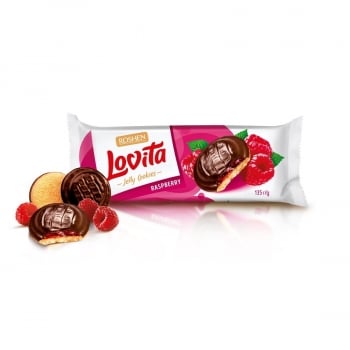 Печиво 135 г Рошен Lovita здобне с желейною начинкою зі смаком малини м/уп