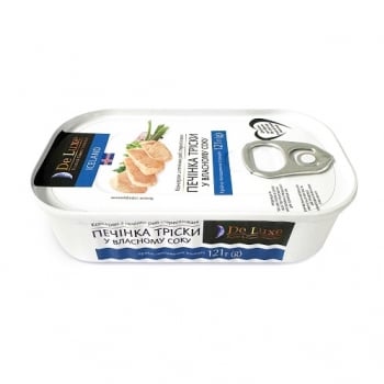 Консерви 121г De Luxe Foods & Goods Selected Печiнка трiски, Ісландія