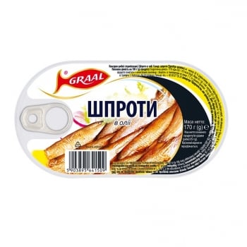 Консерви 170 г Graal Шпроти в олії з/б
