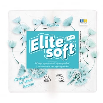 Папір туалетний 4 шт Своя Лінія Elite Soft білий тришаровий, м/уп