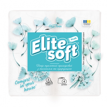 Папір туалетний 4 шт Своя Лінія Elite Soft білий тришаровий, м/уп