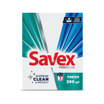 Засіб миючий синтетичний 300 г Savex 2in1 Fresh Premium ручне прання універсальний к/уп