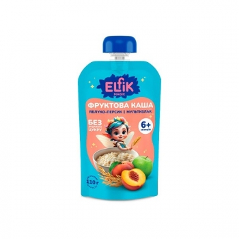Каша 110 г ELFIK Magic мультизлакова з яблучно-персиковим пюре д/пак