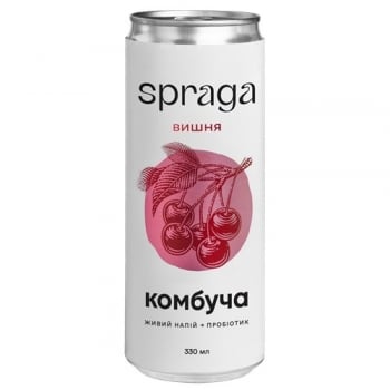 Напій слабогазований 330г Spraga комбуча вишня з/б
