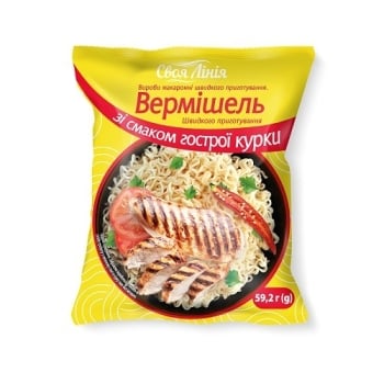 Вермішель 59,2 г Своя Лінія швидкого приготування зі смаком гострої курки