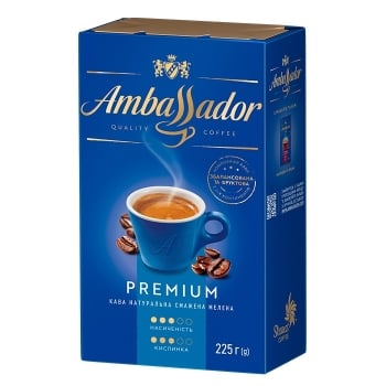 Кава 225 г Ambassador Premium натуральна смажена мелена